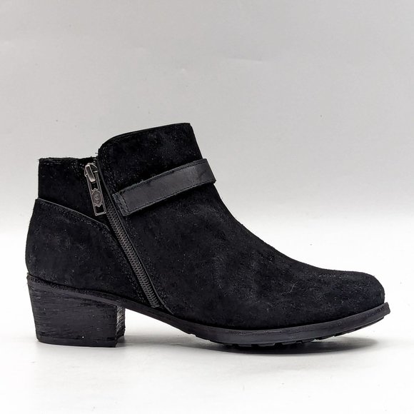 UGG Women Bellame Black Distressed Suede Zip Buckle Ankle Boots size 7 - Picture 11 of 12